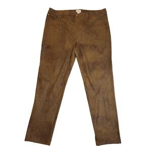 Chico's Faux-Suede Worn Luggage Slim Pants Size XL/16 Regular Western Boho